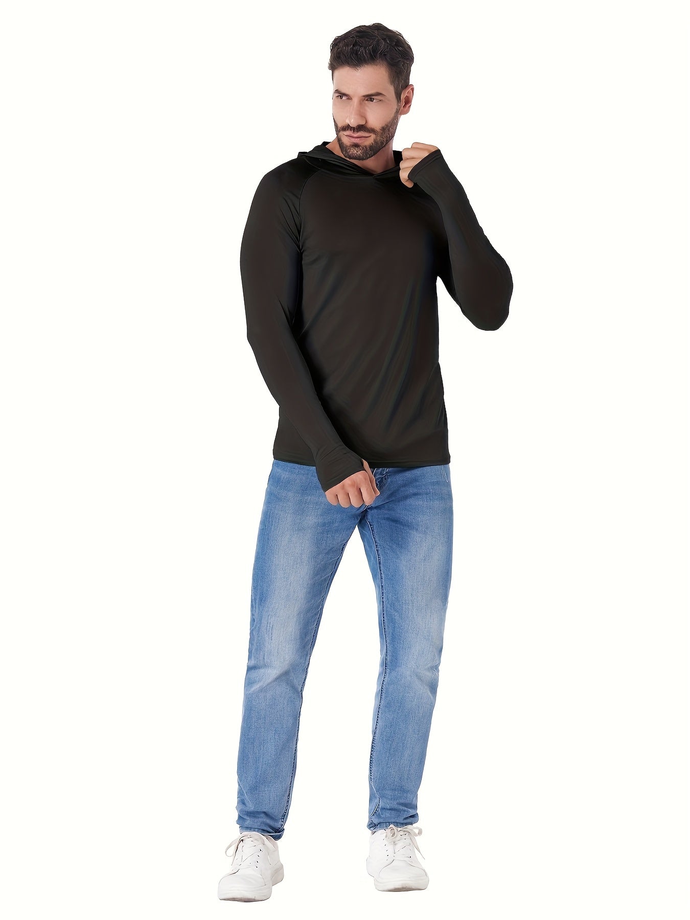 TELALEO 10-Pack Men's Quick-Dry UPF Rash Guards & Long Sleeve Shirts - Lightweight Hoodies with Thumb Holes for all-Season Outdoor, Fishing, Running, Multi-Purpose Athletic Wear (10pcs Bulk)