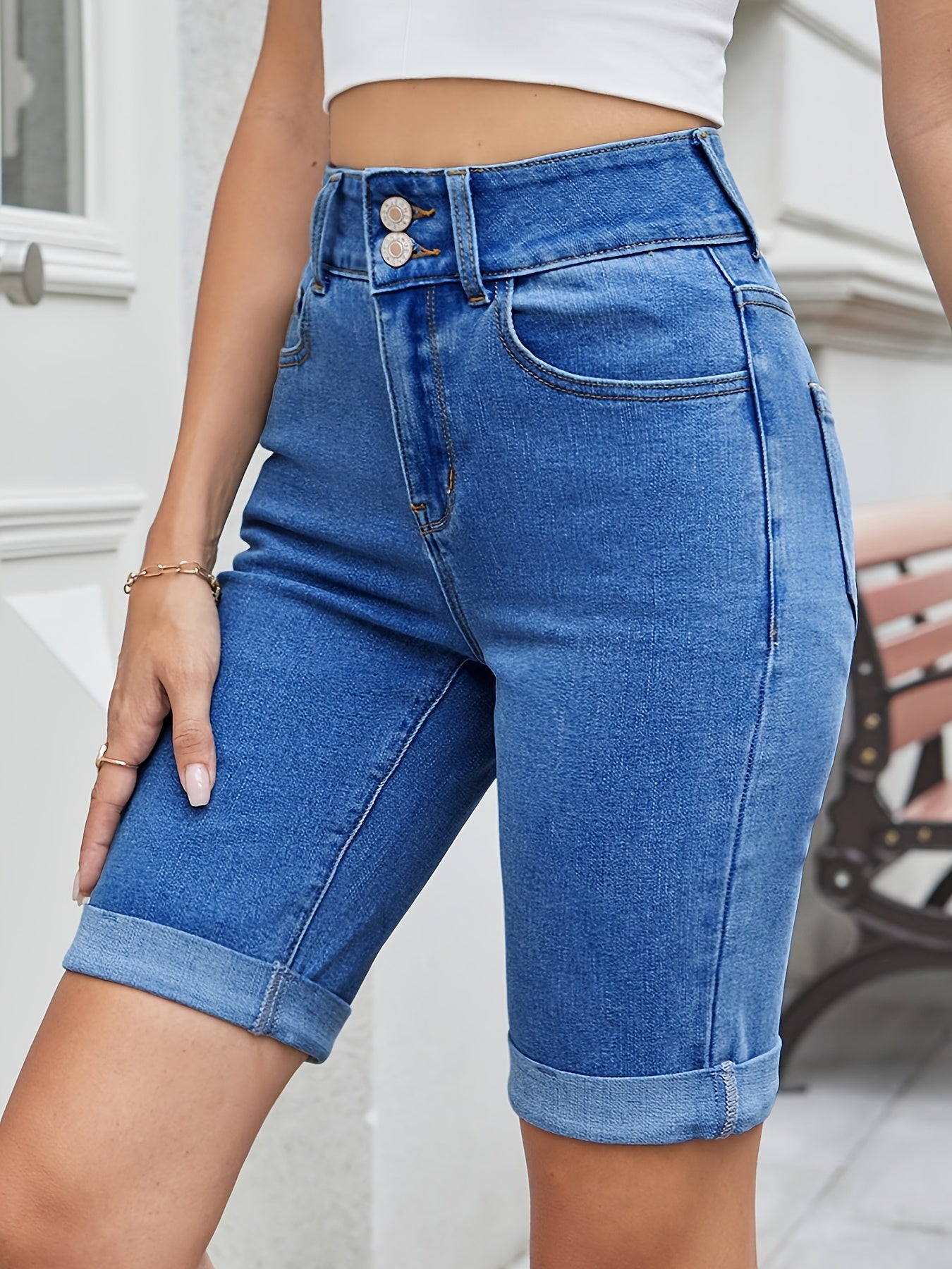 Women's Light Brown-1 Denim Shorts - product view 26