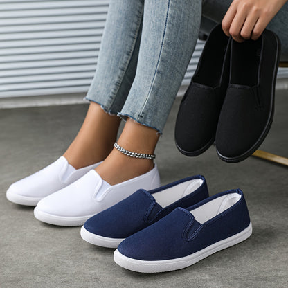 Unisex Solid Color Casual Shoes, Comfortable Round-toed Slip-on Shoes, Women's Flat Shoes, Outdoor Casual Shoes, Versatile Work Footwear, Women Shoes