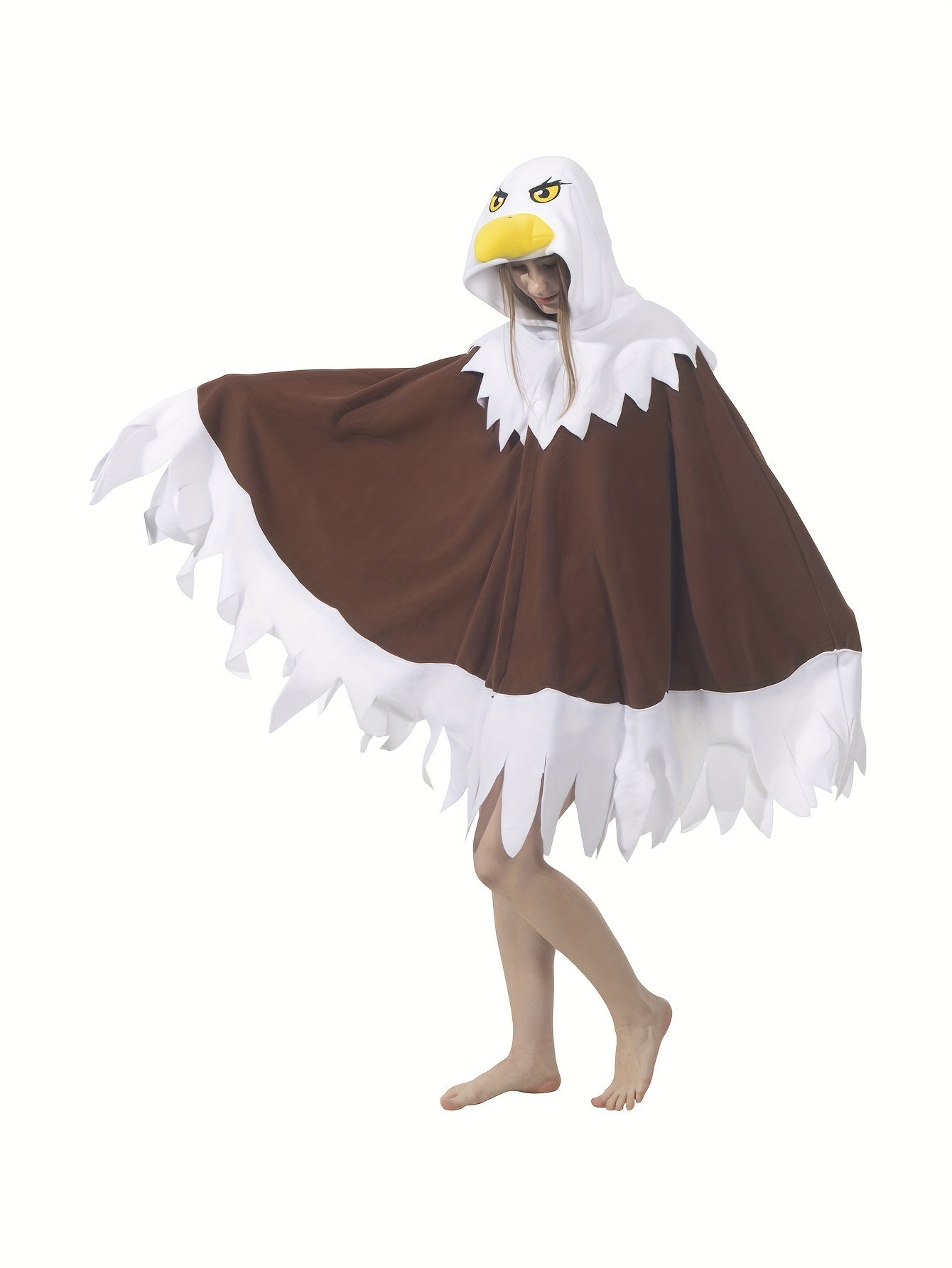 Unisex Adult Bald Eagle Costume Bird Cosplay Hooded Cape Halloween Independence Day Costume And Gift for Women Men
