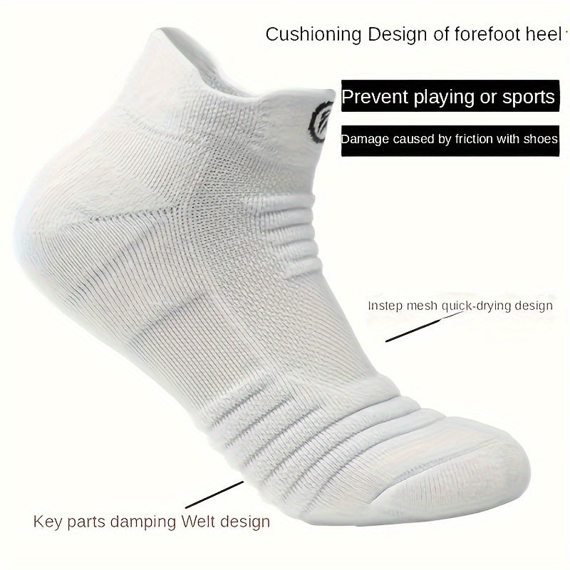 12 Pairs of Men's Thick Towel Fabric Sole Anti-slip and Moisture-absorbing Sports Socks, with Cushioning and Breathable Design, Suitable for Marathons, Outdoor Sports, Casual Wear, Sporty Style, Enhanced Stitching, and an Active Lifestyle