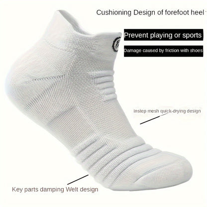 12 Pairs of Men's Thick Towel Fabric Sole Anti-slip and Moisture-absorbing Sports Socks, with Cushioning and Breathable Design, Suitable for Marathons, Outdoor Sports, Casual Wear, Sporty Style, Enhanced Stitching, and an Active Lifestyle