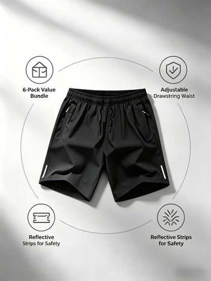 6pcs Set - Men'S Shorts, Casual Loose Shorts, Workwear Shorts Men'S Five Quarter Pants Ins Trendy Straight Leg Casual Five Quarter Shorts Basketball Pants Practical Casual Shorts with Elastic Waistband, Lightweight And Breathable for Casual Attire