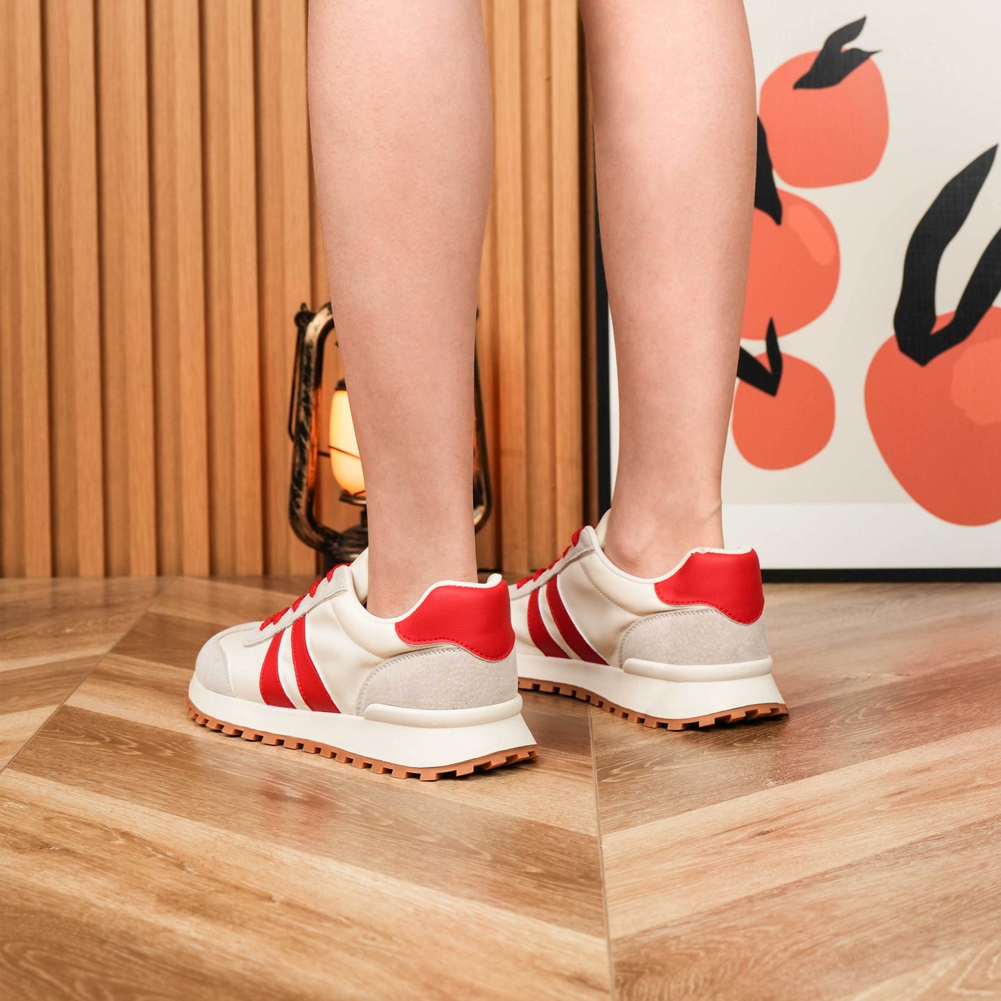 Women's Genuine Leather Chunky Lug Sole Lace Up Running Shoes Casual Designed Fashion Sporty Sneakers AA1127n