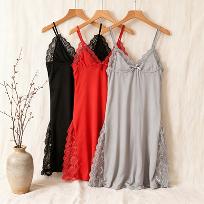 3 Sets Sexy Lace Lingerie for Women Deep V Babydoll Nightgown with Spaghetti Straps, Sheer Lace See-Through Nightwear for Romantic Nights & Honeymoon 3 Sets Sexy Lace Lingerie for Women with Thong Deep V Babydoll Nightwear, Sheer Mesh Nightdress