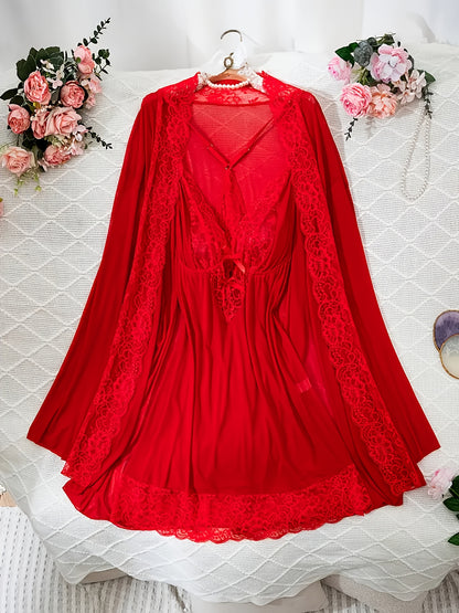 Sexy Red Sling Gown Set