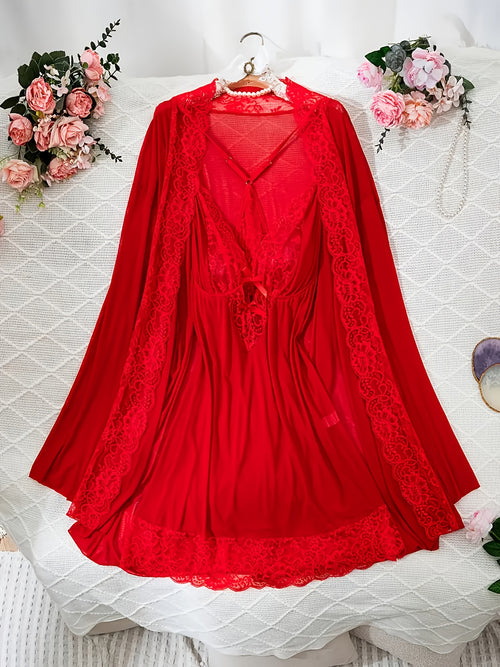 Sexy Red Sling Gown Set