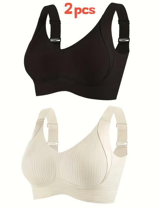 1/2Women's Seamless Wireless Bra - Comfortable, Thin Design, Suitable for Chest Sizes, Full Coverage, Anti Sagging Lifting, Black, Collar Style, Nylon Material, Hand Wash Or Dry Clean, Collar Bra | Smooth Silhouette | Elastic Nylon Fabric