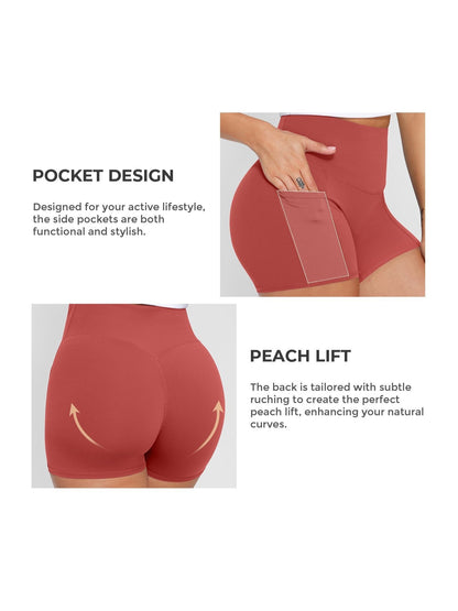 1Pc Women'S High-Waist Stretchy Athletic Shorts, Breathable Compression Bike Yoga Workout Shorts