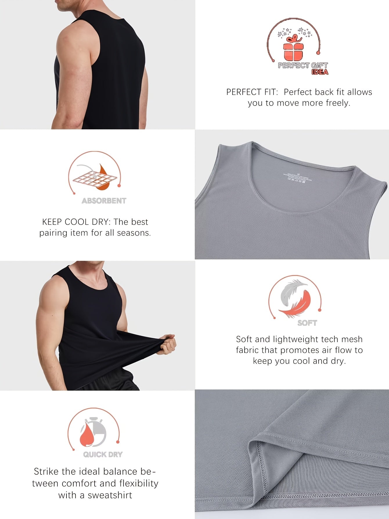 Men's Mixed colors Polyester Tank Top - product view 8