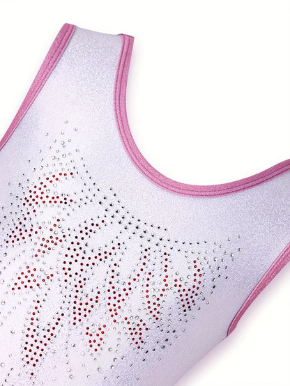 Set of 3 Girls' Leotards Featuring Shorts And a Hairband, Designed with a Gradient Contrast, Diamond Decorations, And Sleeveless Style, Perfect for Ballet Dance Performances