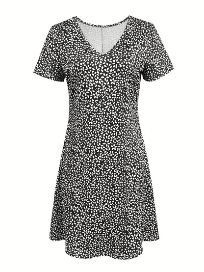 Women's Spring And Summer Printed Mom Style Casual Vacation Beach Versatile Dress