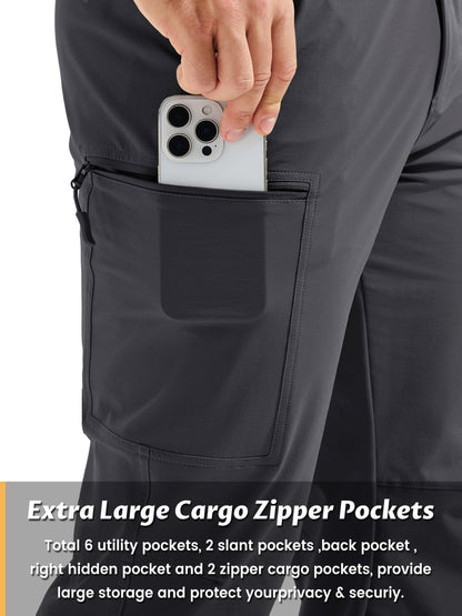 Men'S Cargo Pants Spring Hiking Trousers Quick-Dry Ripstop Stretch Fabric Breathable Moisture-Wicking Lightweight Elastic Waist And 3D-Cut 6 Pockets Outdoor Pants for Fishing Travel Camping, Work in Spring And Summer