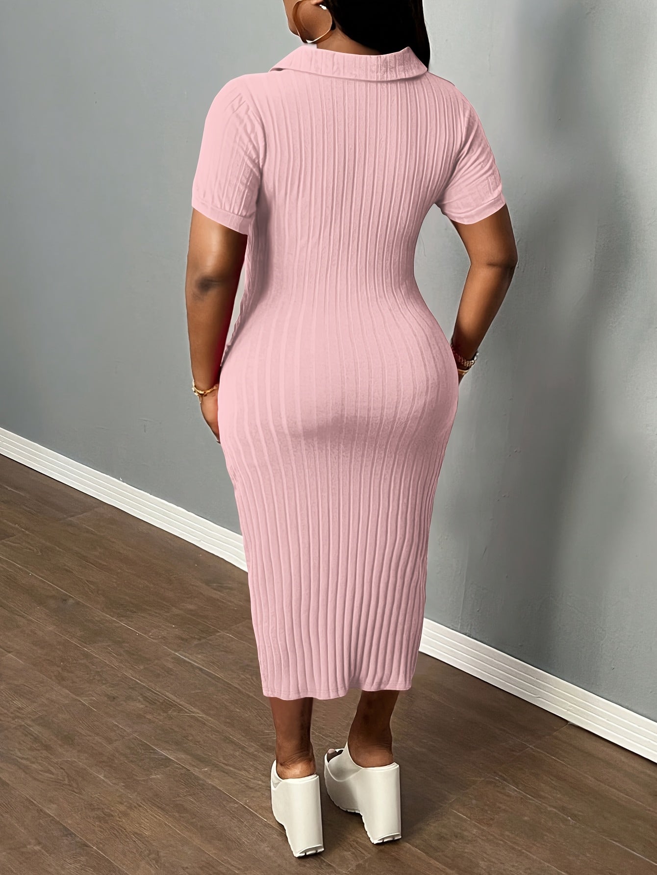 [Sexy Bodycon Dress] Sexy Summer Bodycon Dress | Women's Neck Casual Short Sleeve Basic Pencil Midi Club Dresses