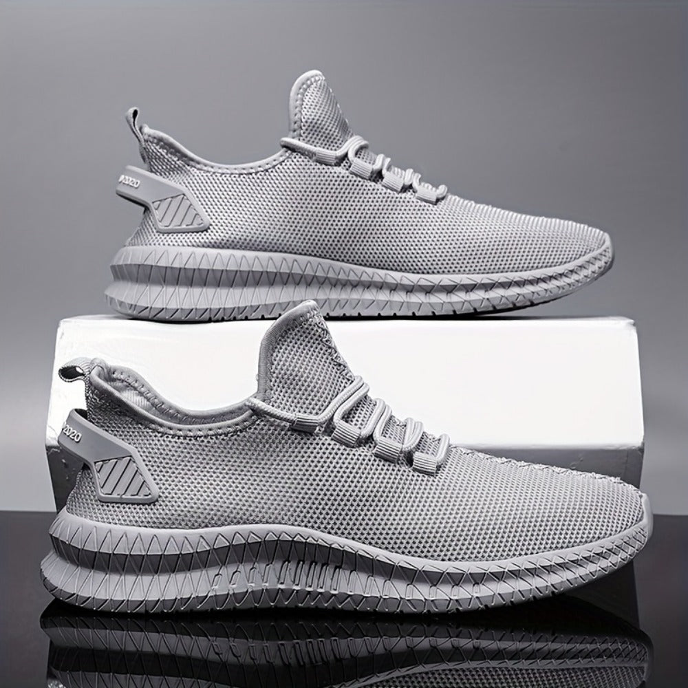 Men's Lightweight Low-Top Sports Shoes - Breathable Fabric and Rubber Sole