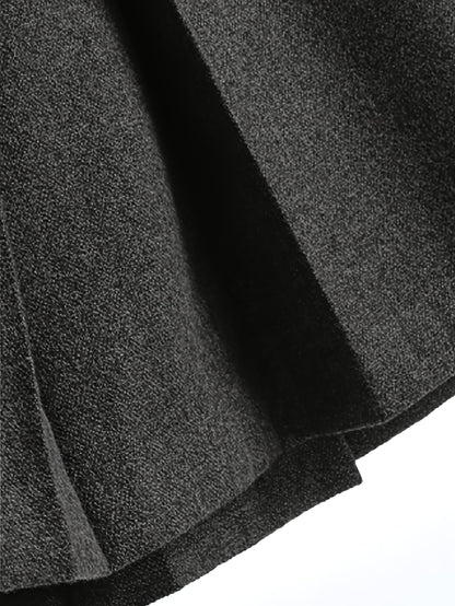 Women'S High-Waisted Winter Skirt - Elegant A-Line Pleated Design, Cold Weather Skirt for Fall And Winter Seasons, Sophisticated Style, Quality Stitching, Office Attire, Classic Design, Durable Material, Professional Women
