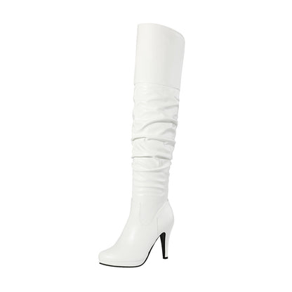 DREAM PAIRS Women's Black Thigh High Chunky Heel Platform Over The Knee Boots Size 9.5 M