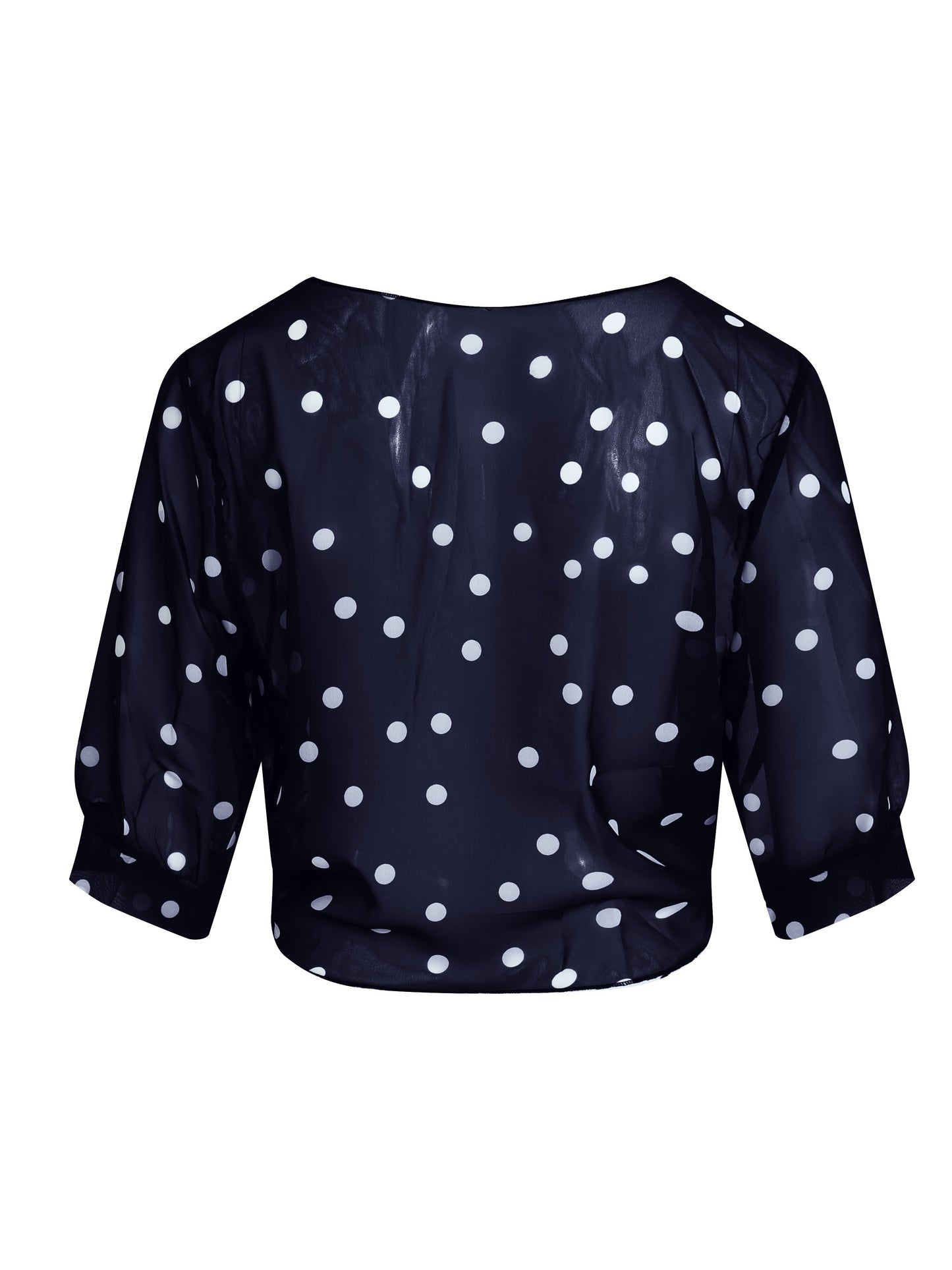 Chiffon Blouse with Polka-Dot Design, Stylish Short-Sleeve Crop Top, Women'S Apparel