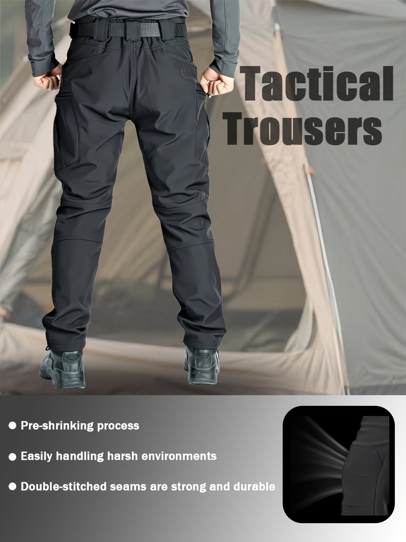 Men'S New Thickened Two-Piece Windproof Jacket And Hoodie Designed for Autumn And Winter, Featuring Multiple Pockets, Elastic Materials, And Warmth, Ideal for Hiking, Skiing, Fishing, And Outdoor Sports. Tactical Style with Breathable Fabrics