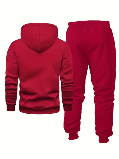 [6pcs Set] Autumn And Winter New Men'S Casual Suit Set, Long Sleeved Hooded Sweatshirt with Long Pants, Drawstring Design, Regular Style, Machine Washable, Suitable for Daily Leisure Outdoor Sports, Outdoor Activities, Casual Wear, Regular Fit