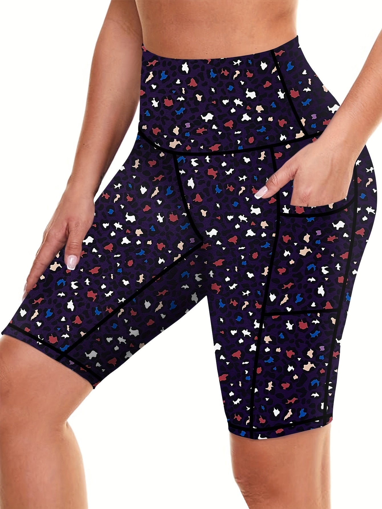 6-pack Large Size Sport Shorts For Women, Fashionable Casual Shorts, High-waist High-stretch Yoga Shorts, 5-inch Shorts With Phone Pocket