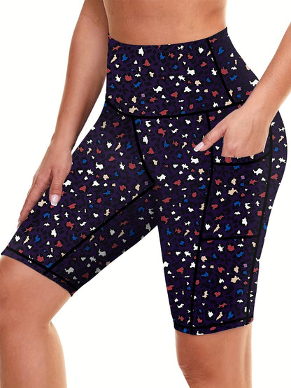 6-pack Large Size Sport Shorts For Women, Fashionable Casual Shorts, High-waist High-stretch Yoga Shorts, 5-inch Shorts With Phone Pocket