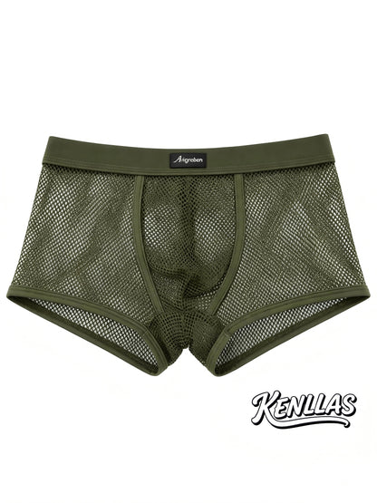 3pcs Men's Mesh Boxer Shorts with Inner Pouch Lightweight Casual Party & Beach Shorts, Breathable Activewear underwear boxer shorts
