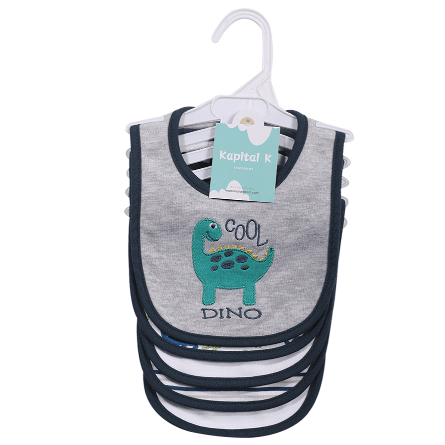 5-Pack Baby Bibs with Adjustable Snaps - Cute Cartoon Embroidery, Unisex Design for Boys & Girls - Perfect for Mealtime Messes