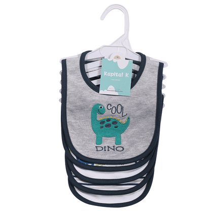 5-Pack Baby Bibs with Adjustable Snaps - Cute Cartoon Embroidery, Unisex Design for Boys & Girls - Perfect for Mealtime Messes