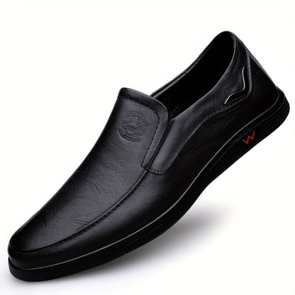 CLOHOO Men'S Slip-On Loafers - Genuine Faux Leather Upper, Soft Rubber Sole, Comfortable Casual And Business Casual Shoes, Round Toe, Low-Top Design, Synthetic Lining, All-Season Wear, Everyday Loafers | Classic Loafer Style | Rubber Sole Footwear