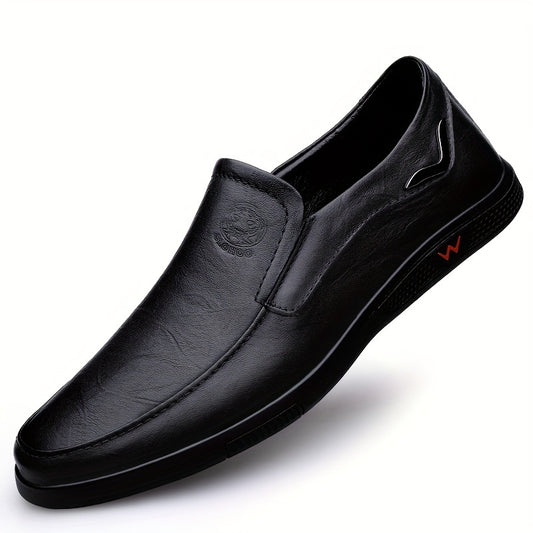 CLOHOO Men'S Slip-On Loafers - Genuine Faux Leather Upper, Soft Rubber Sole, Comfortable Casual And Business Casual Shoes, Round Toe, Low-Top Design, Synthetic Lining, All-Season Wear, Everyday Loafers | Classic Loafer Style | Rubber Sole Footwear