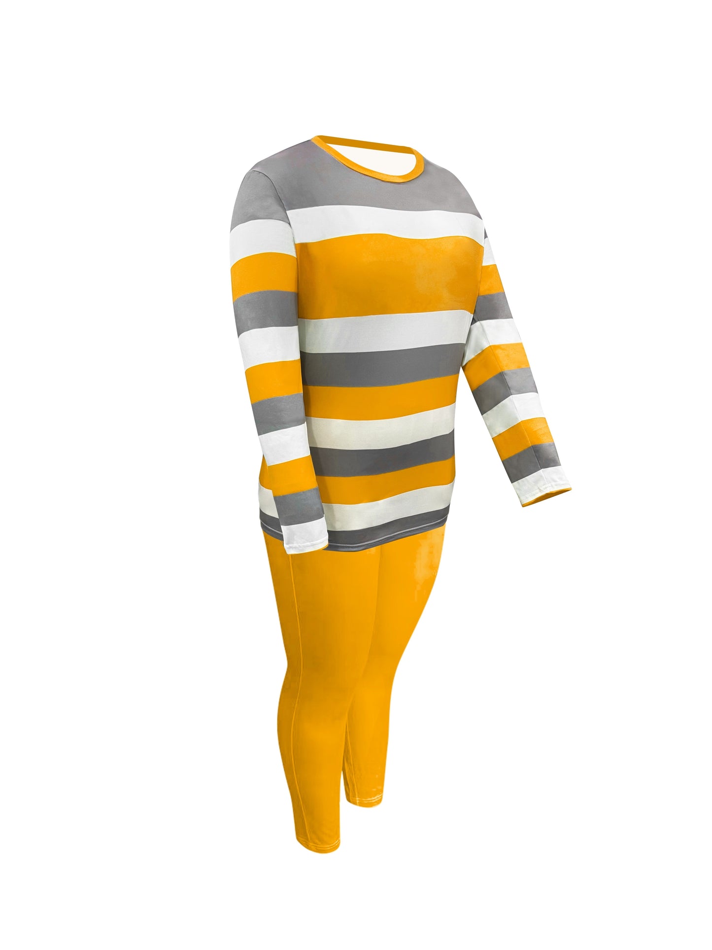 Plus Size Color Block Two-piece Set, Casual Crew Neck Long Sleeve Top & Pants Outfits, Women's Plus Size Clothing