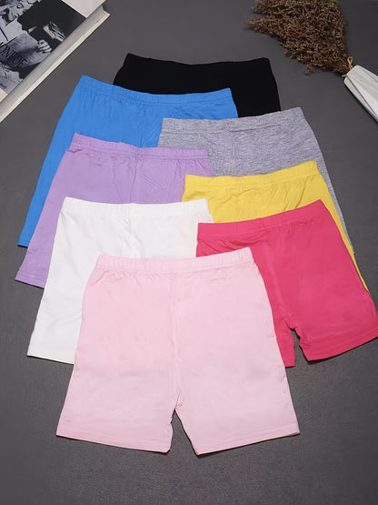 Random 8pcs Toddler Girls Biker Shorts Solid Bike Cartwheel Shorts Kids Under Dress Dance Safety Shorts