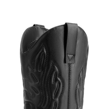 Women's Cowboy Boots Mid Calf Cowgirl Boots Embroidery Stitched Western Boots