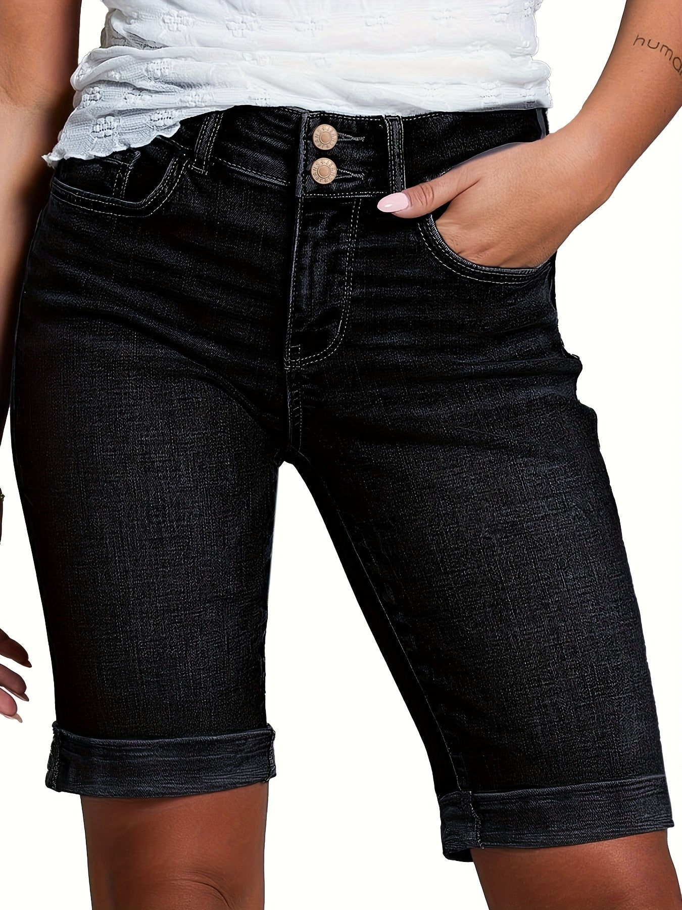 Women's Light Brown-1 Denim Shorts - product view 18