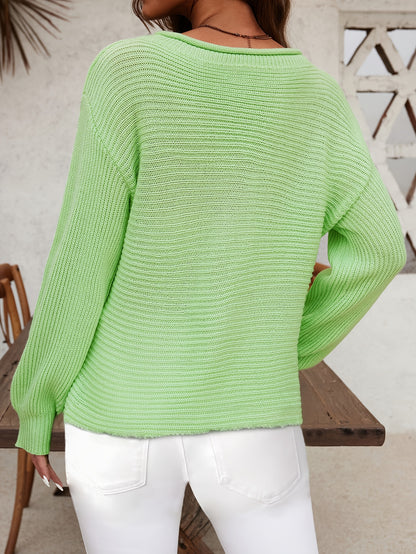 Women's Elegant One-Shoulder Sweater - Chic Drop Shoulder Off-the-Shoulders Pullover, Soft Long Sleeve Top for Fall/Winter, Party, Everyday & Formal Events - Women's Clothing, Winter Wardrobe, Slim Fit, Cozy Fabric, Stylish Blouse, Fashion Lovers