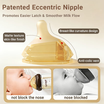 Baby Bottles for Newborn 0-6 Months, Wide Neck Anti-Colic Bottles, Leak-Proof & Easy to Clean, Perfect for Breastfed Babies, Baby Shower Gift Set (BPA Free)