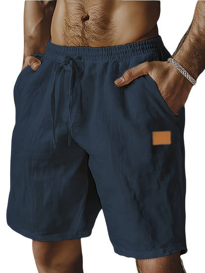 New Shorts, Drawstring Style, Elastic Waist, Solid Color, Breathable, with Pockets, Suitable for Daily Beach And Seaside Wear, Casual Shorts, Men'S Wear