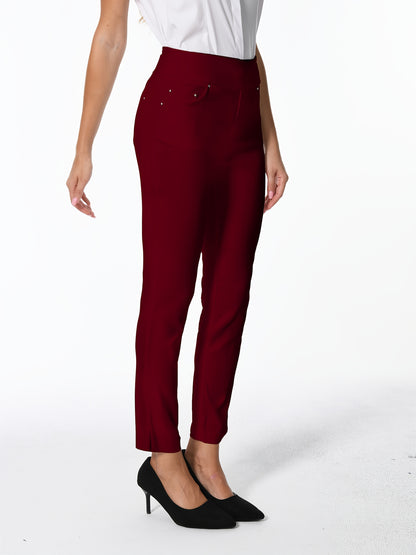 Women's High Waist Dress Pants Stretchy Straight Leg Slim Fit Work Slacks with 5 Pockets, Elegant Office & Casual Wear
