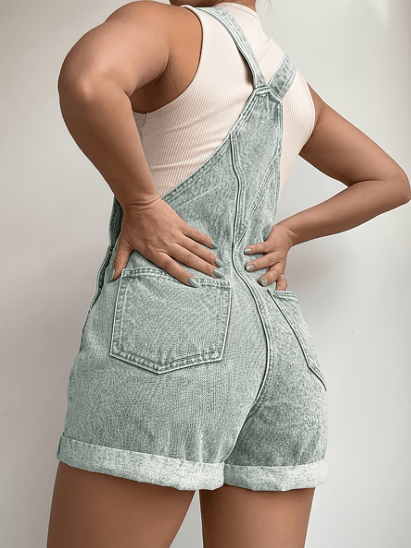 Women's Shoulder Strap Jumpsuit Shorts