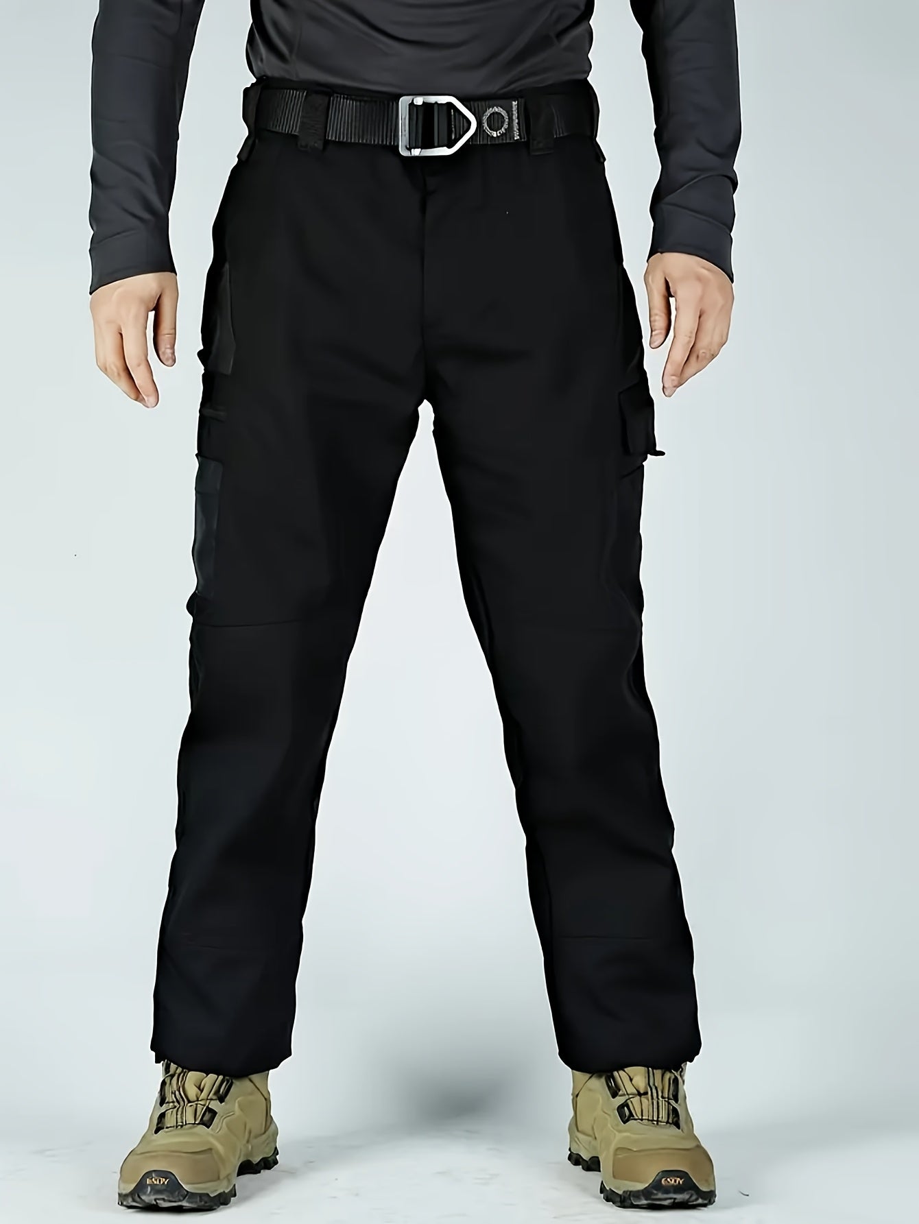 2pcs Men'S Tactical Pants - Heavy-Duty, Adjustable Belt & Multi-Pocket Design, Durable Outdoor Pants For Hiking, Hunting, Climbing, Casual Wear