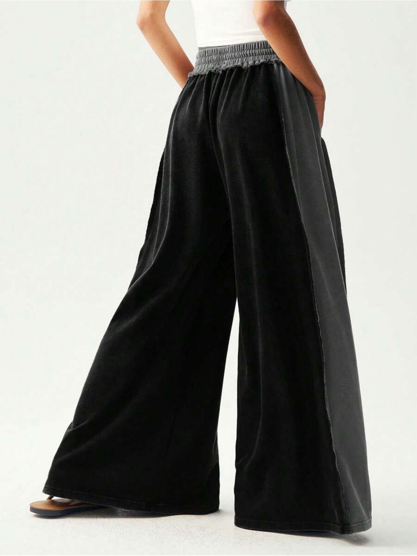 BOHO Women'S Casual Patchwork Multicolor Loose Wide-Leg Washed Pants