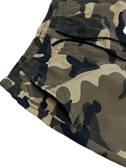 3pcs of Summer Camouflage Workwear Shorts, Fashionable Street Tactical Camouflage Casual Shorts, Loose Large Pocket Work Shorts, Can Be Used As Gifts