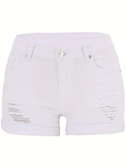 2025 Distressed Low Rise Denim Shorts: European Style Turn-Up Hem, Y2K Trendy, Spring Break Ready!