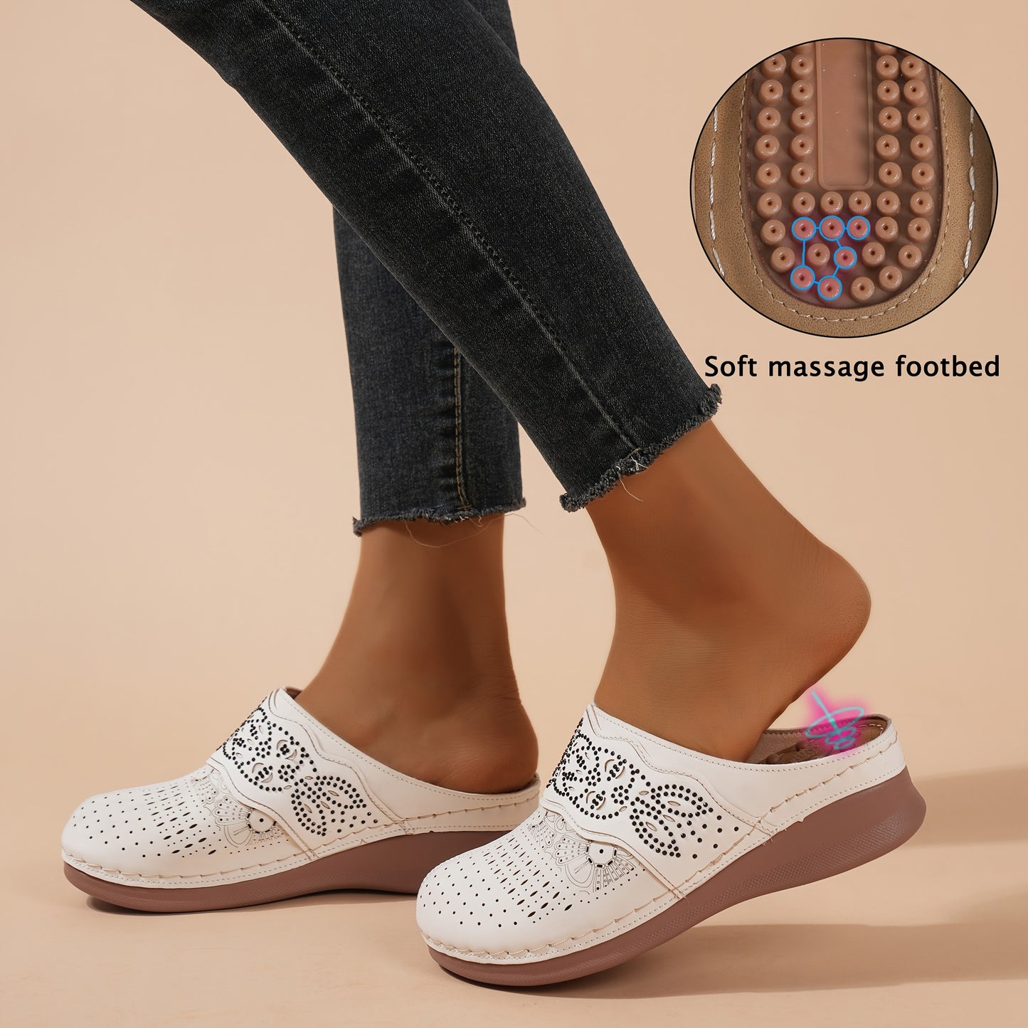 Women's Comfortable Wedge Sandals - Arch Support, Platform, Hollow Out Design, Perforated Toe, Heel Cushion, Perfect for Casual Outdoor Summer