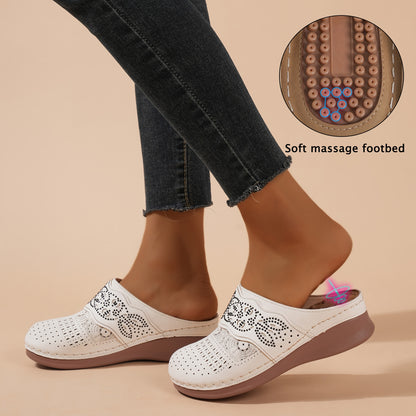 Women's Comfortable Wedge Sandals - Arch Support, Platform, Hollow Out Design, Perforated Toe, Heel Cushion, Perfect for Casual Outdoor Summer