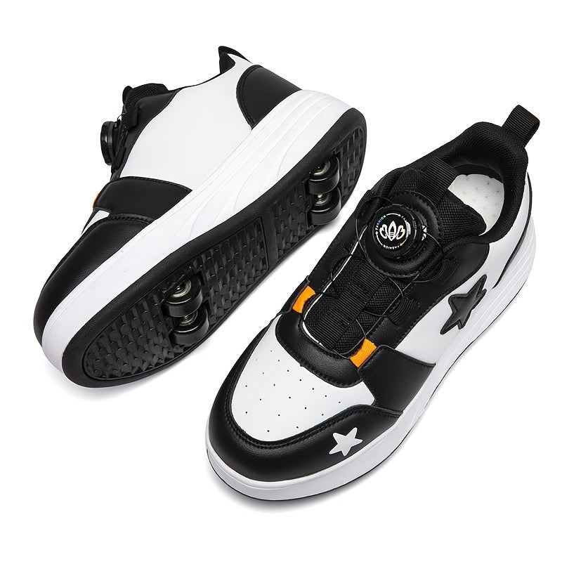 Skating Footwear - Breathable Mesh Low-Top Sneakers Featuring Removable Wheels, Suitable for Outdoor Activities, Roller Skating, Casual Use, And Stylish Young Footwear for Kids, Equipped with a Comfortable TPR Insole, Perfect for Boys