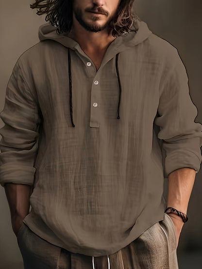 Men's Spring And Autumn Cotton And Shirt with Hooded Sweatshirt Long Sleeve Casual And Comfortable Daily Wear, PLUS SIZE