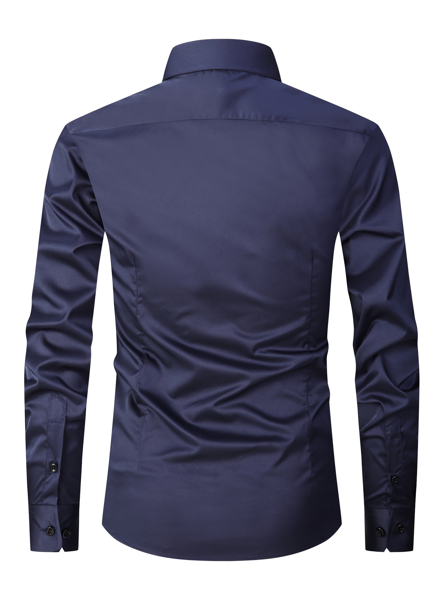 Men's Slim Fit Muscle Shirt - Stretch Polyester Blend Long Sleeve for Body Contouring | Glossy Solid Color Workout & Casual Shirt | Spring/Fall Gym-to-Street Wear (Hand Wash)