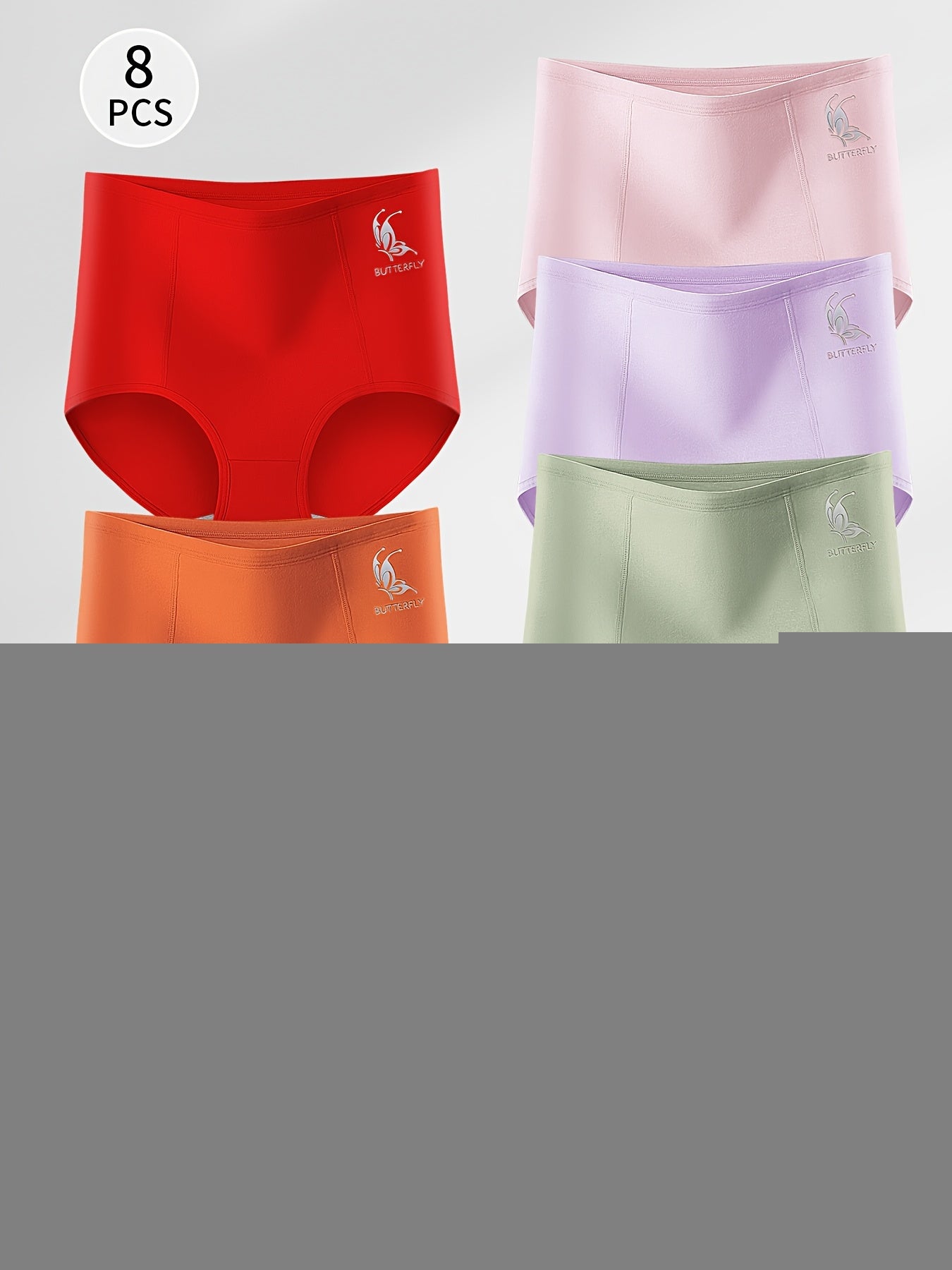 8pcs Plus Size Women'S High Waisted Tummy Control Briefs Butterfly Alphabet - product view 3